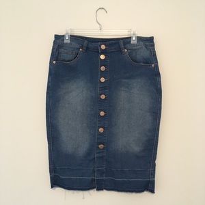 Be-Girl Button-Front Denim Skirt